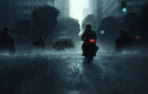 רכיבה בגשם.